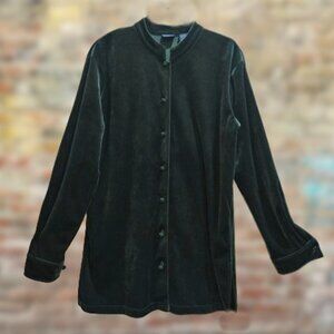 Honors Deep Green Velvet Button Up Tunic - M